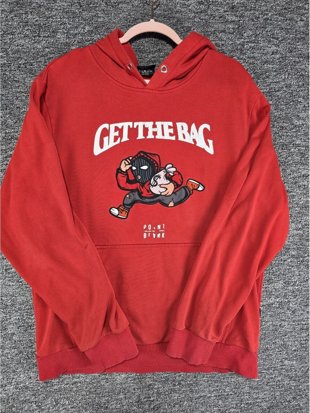 Point Blank Get The Bag Red Graphic Pullover Hoodie Men's 2XL Streetwear